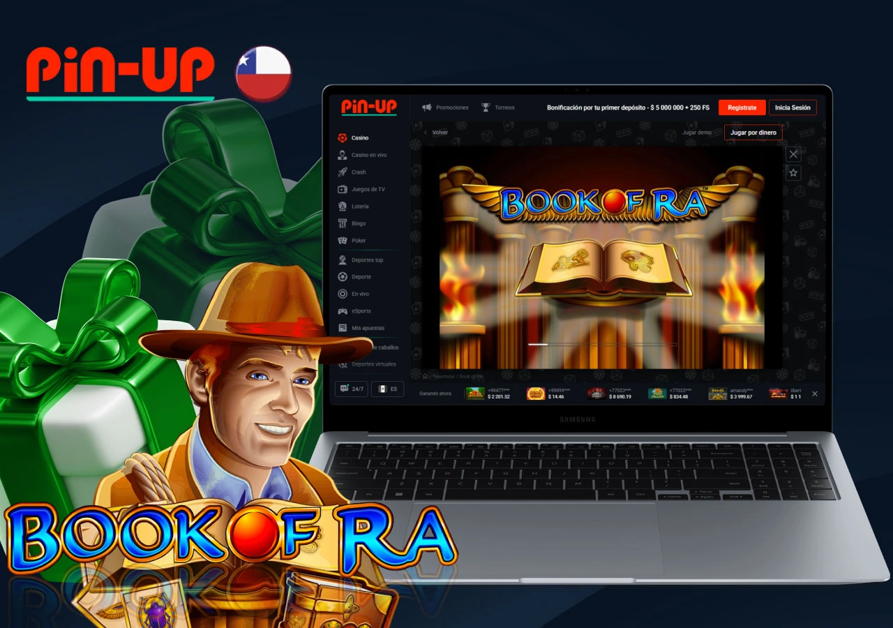 Juego Book of Ra en Pin-Up Casino desde la pantalla de tu portátil